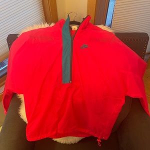 Vintage cinched bottom neon pink with blue Nike half zip